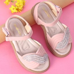 Oh! Pair Party Sandals with Velcro Closure & Rhinestone  Detailing - Pink-picture-39