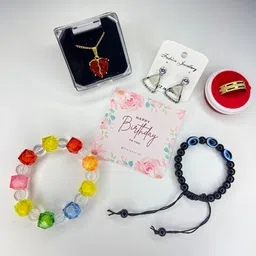 Psight Crystal-Studded & Beaded Heart-Charm Jewellery Set-picture-21