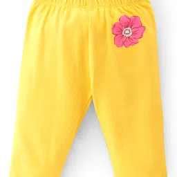 Babyhug Cotton Lycra Three Fourth Length Legging Polka Dot & Floral Print Pack Of 3 - Yellow White & Pink image 2