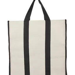 Kuber Industries Canvas Shopping Bags Grocery Bag for Carry Grocery, Fruits, Vegetable with Handles,Black, 54KM4013 image 2