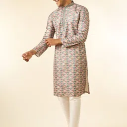 Diwas by Manyavar Men Woven Design Printed Kurta with Pyjama image 4