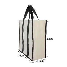 Kuber Industries Canvas Shopping Bags Grocery Bag for Carry Grocery, Fruits, Vegetable with Handles,Black, 54KM4013 image 3