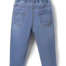 Mark & Mia Cotton Lycra Denim Full Length Jeans With Tearing & Embroidery Detailing - Light Blue image 3