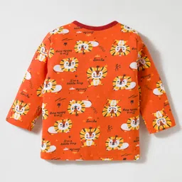 OHMS Single Jersey Full Sleeves Co-ords Night Suits with Animal Print Pack of 2 - Coral & Tan image 3