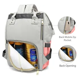 PACKNBUY Diaper Bag Backpack Stylish Stripe Pattern  Pink Grey image 4
