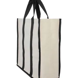 Kuber Industries Canvas Shopping Bags Grocery Bag for Carry Grocery, Fruits, Vegetable with Handles,Black, 54KM4013 image 4