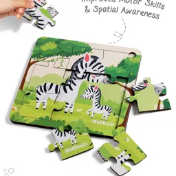 Intelliskills Premium Wooden Animals & Babies Jigsaw Puzzles - 54 Multicoloured Pieces image 4