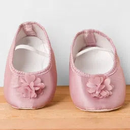 Bluebell Tissue Woven Sleeveless Frock & Booties with Floral Applique - Pink image 4