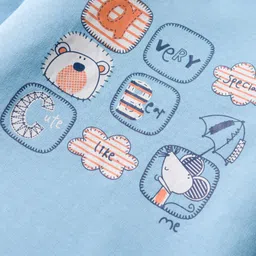 Doodle Poodle 100% Cotton Knit Full Sleeves Onesie With Text Print - Blue image 5