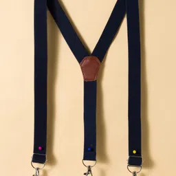 Mark & Mia Woven Full Sleeves Checkered Party Shirt with Bow & Suspender - Blue image 5