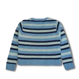 Bodycare Girls Blue Cotton Striped Sweater image 2