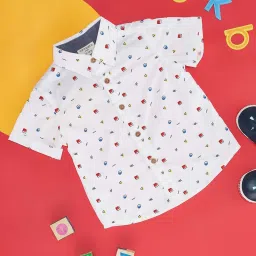 Pantaloons Baby Kids White Cotton Printed Shirt image 1