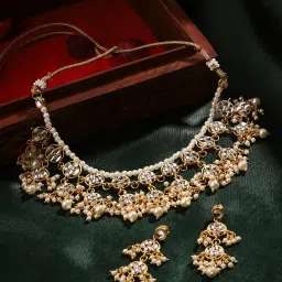 Priyaasi Opulent Radiance Kundan and Pearl Gold-Plated Jewellery Set image 1