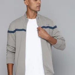 ALCIS Grey Regular Fit Striped Sports Jacket image 1