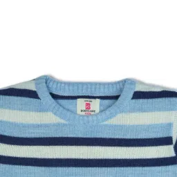 Bodycare Girls Blue Cotton Striped Sweater image 3