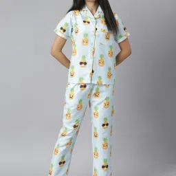 StyleStone Light Blue Pineapple Print Shirt With Pyjamas image 1