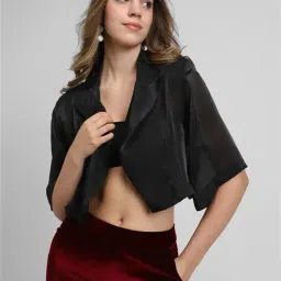Forever 21 Black Regular Fit Cropped Jacket-image-81