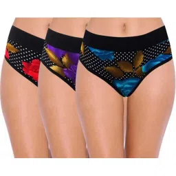 AROUSY Black Floral Print Hipster Panties - Pack Of 3 image 1