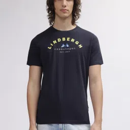 Lindbergh Blue Cotton Regular Fit Printed T-Shirt image 1