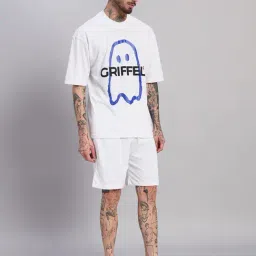 Griffel White Cotton Loose Fit Printed T-Shirt image 4