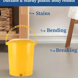 Kuber Industries 3-Pcs Yellow Pedal Dustbin10L image 2
