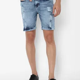 Forever 21 Blue Distressed Regular fit Shorts-image-99