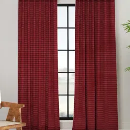 Fabindia Home 'Trushita Rizwan' Maroon Cotton 5 ft Window Curtain - Single Piece-image-9