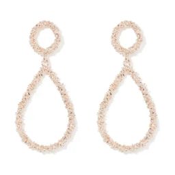 Forever New Desi Textured Rose Gold Alloy Dangler Earrings-picture-18