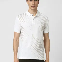 Van Heusen White Regular Fit Printed Polo T-Shirt image 1