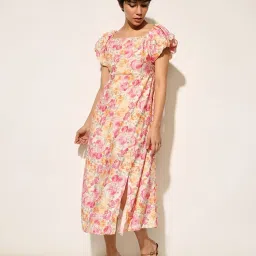 Only Pink Print Fit & Flare Dress image 1