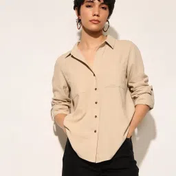 Only Tan Solid Shirt image 1