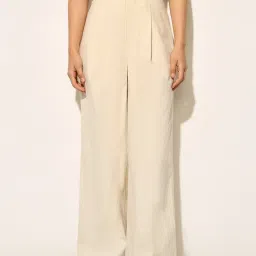 Only Beige Solid Pants image 1