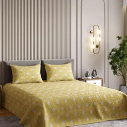 haus & kinder Royal Saga Yellow Ethnic Motifs Cotton 186TC King Bedsheet Set-2.75mx2.75m-picture-16