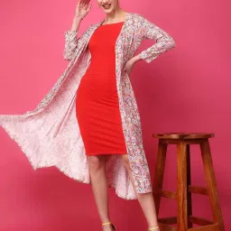 Cation Peach Printed Long Cape image 1
