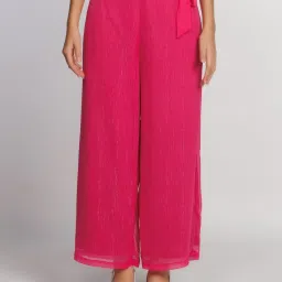 Zink London Pink Regular Fit High Rise Palazzos image 1