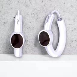 Taraash 92.5 Sterling Silver Drop Shape Brown Enamel Hoop Earring image 1