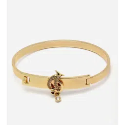 Zeneme Gold Plated White & Red CZ Studded Openable Cuff Bracelet image 4