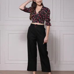 KASSUALLY Black & Red Floral Print Co-Ord Set image 1