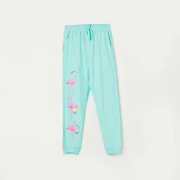 Fame Forever by Lifestyle Kids Green Cotton Printed Trackpants image 1