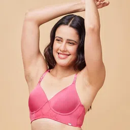 Enamor Pink Lace Work T-Shirt Bra image 1