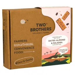 Two Brothers Organic Farms Healthy Nutri Protein Bar with Dates, Almonds and Rajgira- 9 Bars image 1