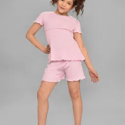 MiArcus Kids Pink Solid Top with Shorts image 1