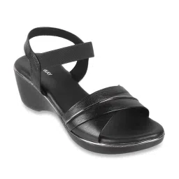 Walkway Women's Black Ankle Strap Wedges image 1
