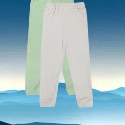 MINIKLUB Kids Green & White Solid Joggers (Pack Of 2)-image-54