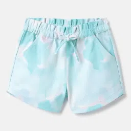 United Colors of Benetton Girls Blue Polyester Tie-Dye Shorts image 1