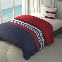 Nautica Ocean View Blue & Red Cotton StripedSingle Comforter image 1