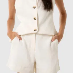 Forever New White Solid Shorts image 1