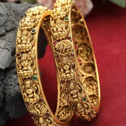 Panash Gold Plated 24 CT Handcrafted Antique Set of 2 Bangles image 1