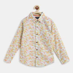 Tales & Stories Kids Blue & Peach Cotton Printed Full Sleeves Shirt image 1