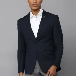 allen solly Men Navy Slim Fit Check Formal Blazer image 1